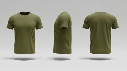 Clean green t-shirt mockup front side back views