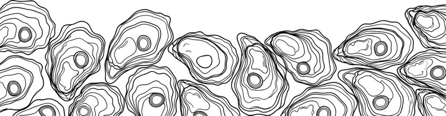 Fototapeta premium Abstract illustration of layered organic shapes, resembling cells or natural textures, in black and white.
