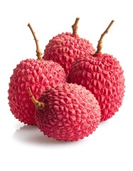 Fresh lychees on white background