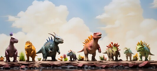 Tiny figures from life Triceratops,generative AI