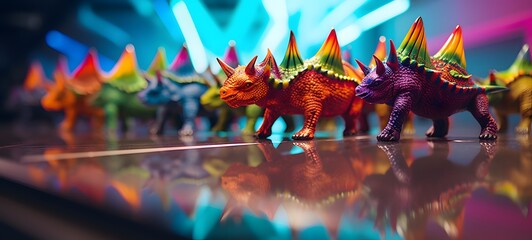 Tiny figures from life Triceratops,generative AI