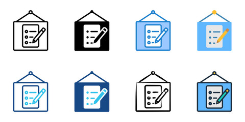 Exam day icon set multiple style collection