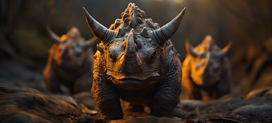 Tiny figures from life Triceratops,generative AI