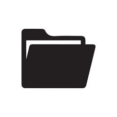 This vector folder icon illustrates a clean silhouette with a paper detail inside, representing digital storage and organization. Perfect for user interfaces, websites, presentations, or any graphic d