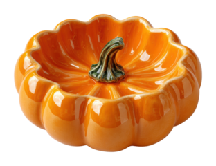 Ceramic pumpkin bowl home kitchen festive autumn theme isolated on transparent background
