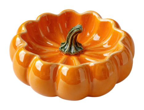 Ceramic pumpkin bowl home kitchen festive autumn theme isolated on transparent background