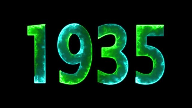 1935 neon line text animation. 1935 year text effect with neon glow. colorful 1935 typography effect. concept of counting years. past year technology concept.