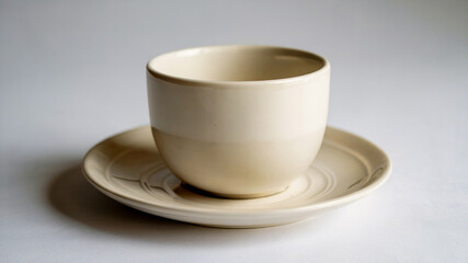 Elegant ceramic teacup and saucer ready for your morning ritual, a minimalist styled life