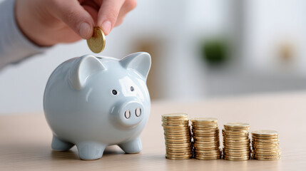 Piggy bank coin savings budget finance money hand stack gold investment â€” Piggy bank coin savings budget finance money hand stack gold investment