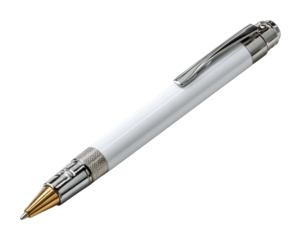 Elegant white ballpoint pen office desk product minimalist isolated on transparent background