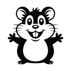 Happy cartoon hamster with open arms