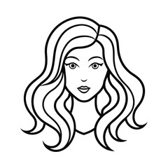 vector illustration of long wavy hairstyle on face