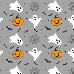 Halloween seamless pattern, vector, art, icon illustration