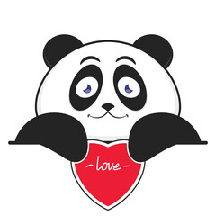 Fototapeta premium panda smile holding heart cartoon cute