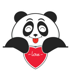 panda playful holding heart cartoon cute
