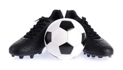 Black soccer cleats and ball