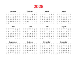 calendar for 2028 Vector