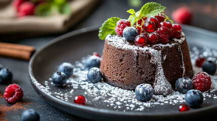 Decadent Chocolate Lava Cake with Berries