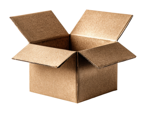 Unboxing cardboard box contents home office isolated on transparent background