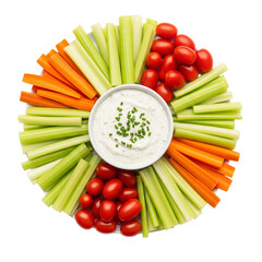 Healthy Veggie Tray with Creamy Dip: Recipe and Ideas on transparent background