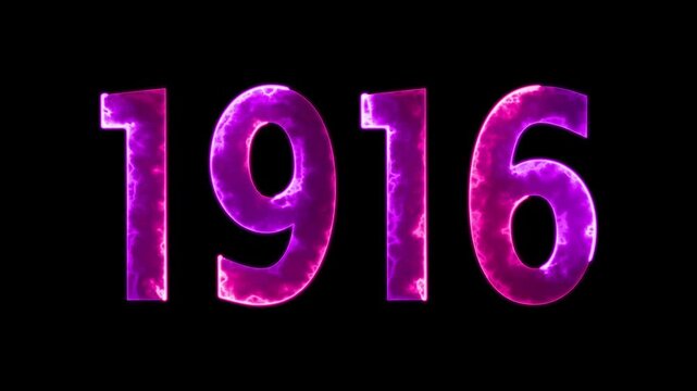 1916 neon line text animation. 1916 year text effect with neon glow. colorful 1916 typography effect. concept of counting years. past year technology concept.