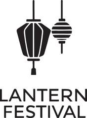 Silhouette vector of lantern festival icon representing celebration, culture, and traditional lights.