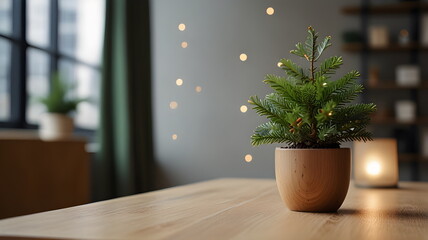 Fototapeta premium Christmas work desk ideas, festive home office setup,
