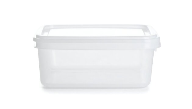 Empty white plastic food container