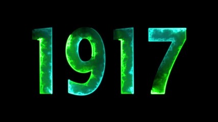 1917 neon line text animation. 1917 year text effect with neon glow. colorful 1917 typography effect. concept of counting years. past year technology concept.
