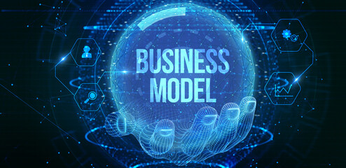 Business, Technology, Internet and network concept. Shows the inscription: BUSINESS MODEL. 3d illustration