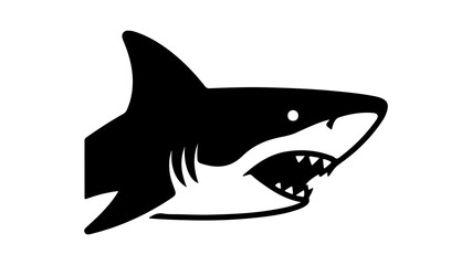 Aggressive shark head with transparent background