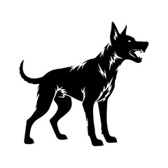 Aggressive german shepherd dog with transparent background