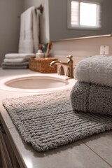 Cozy bathroom scene with towels and a sink