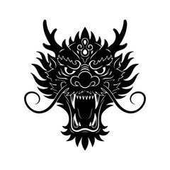 Asian dragon head with transparent background