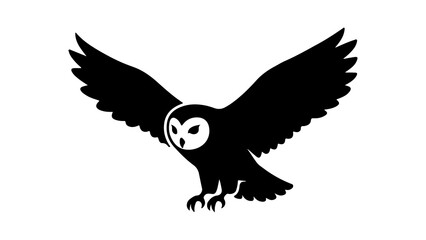 Barn owl in flight with transparent background