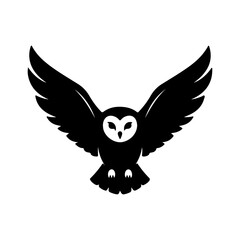 Barn owl with wings spread with transparent background