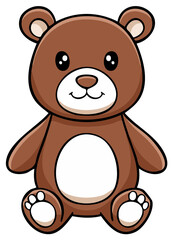 Obraz premium Adorable Smiling Brown Teddy Bear Plush Toy Cartoon Character Sitting