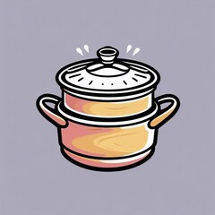 Vibrant cooking pot illustration with steam perfect for diverse culinary themes
