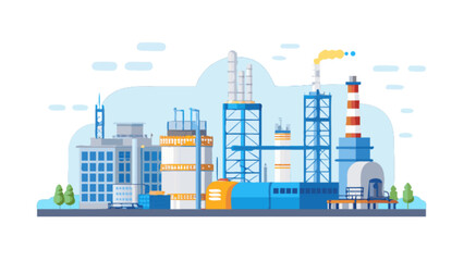 Industrial factory plant illustration vector design for manufacturing and production power generation energy 95