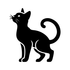 Black cat silhouette with transparent background