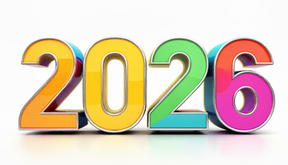 bright colorful abstract 2026 on white