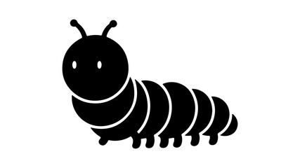 Black caterpillar with transparent background