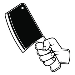 Flat Vector of Hand Gripping Meat Cleaver