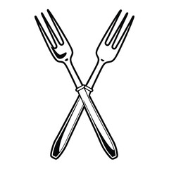 Flat Vector of Kitchen Fork Front View
