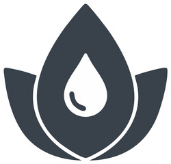 Modern Icon of Water Droplet Inside a Stylized Flower Symbolizing Purity and Harmony