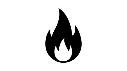 Black flame icon with transparent background