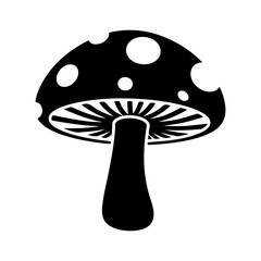 Black mushroom with spots with transparent background