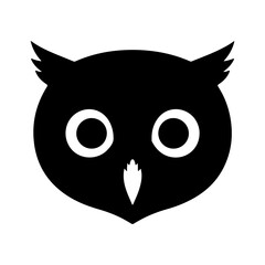 Black owl head with transparent background