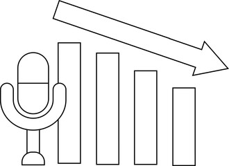 down graph icon and microphone icon with white background