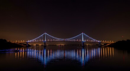 Fototapeta premium A glowing bridge glowing across glowing water, symbol of unity.